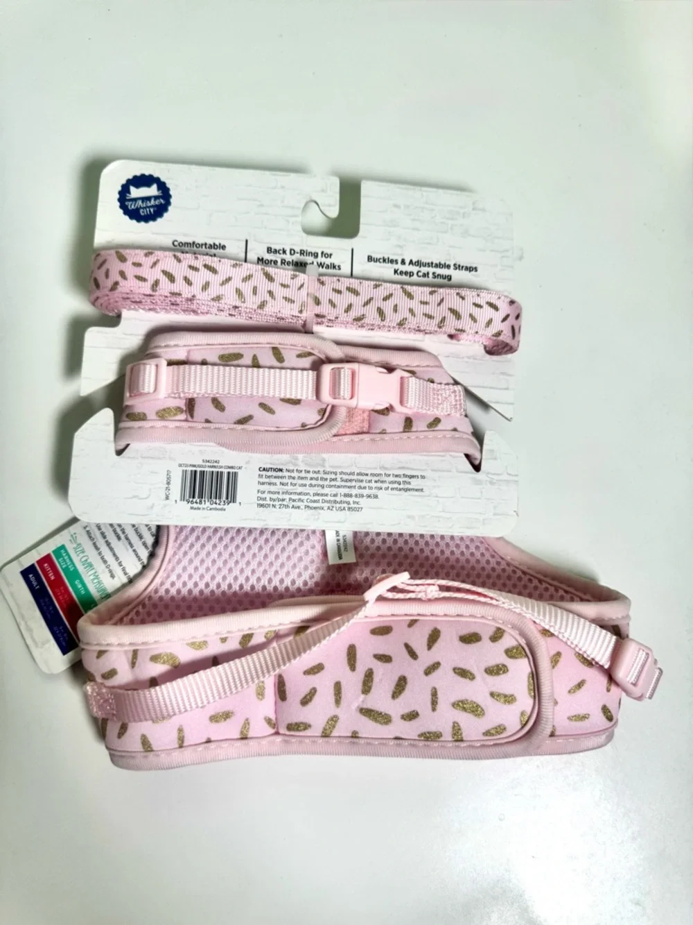 Pink Gold Sprinkles Cat Vest Harness & Leash Set